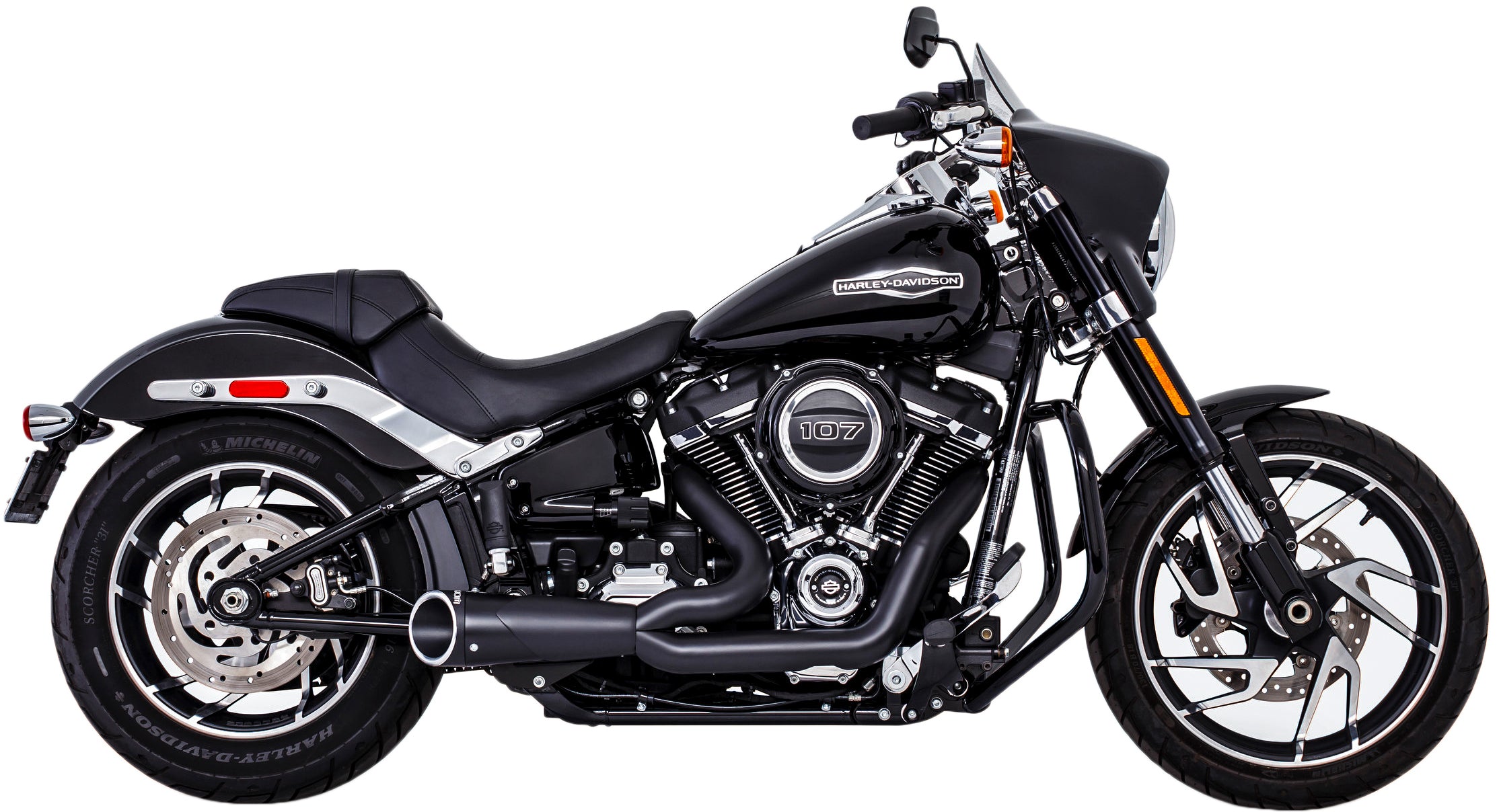 Combat 2 1 Shorty Black W/Black Sculptd Tip M8 Softail