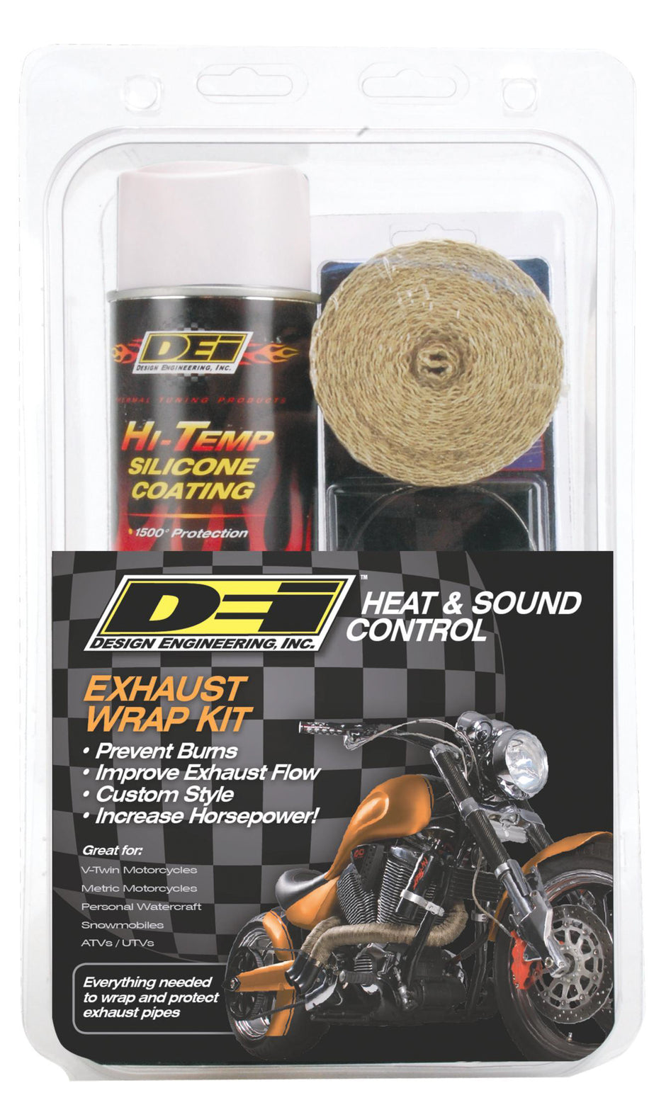 Exhaust Pipe Wrap Kit Tan Wrap W/White Coating