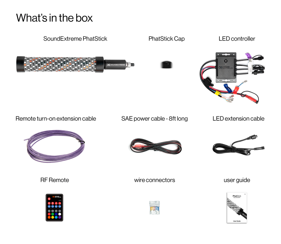 Phatstick 1' Whip & Controller Led Whip 1ft & Rf Controller