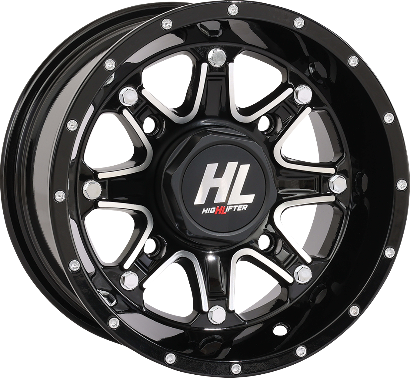 HIGH LIFTER Wheel - HL4 - Front/Rear - Gloss Black w/Machined - 12x7 - 4/110 - 4+3 (+10 mm) 12HL04-1110