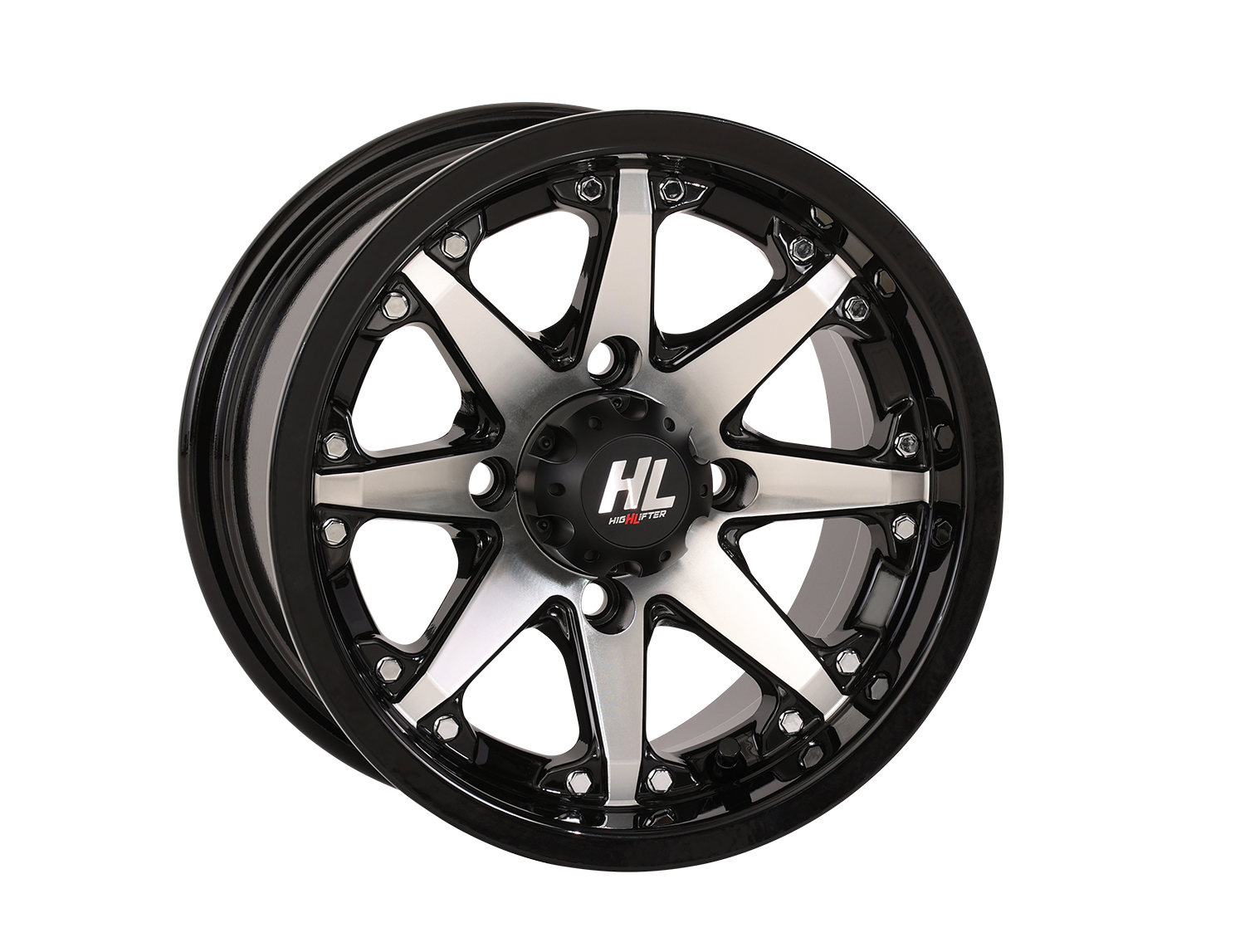 HIGH LIFTER Wheel - HL10 - Front/Rear - Gloss Black w/Machined - 12x7 - 4/110 - 4+3 12HL10-1110