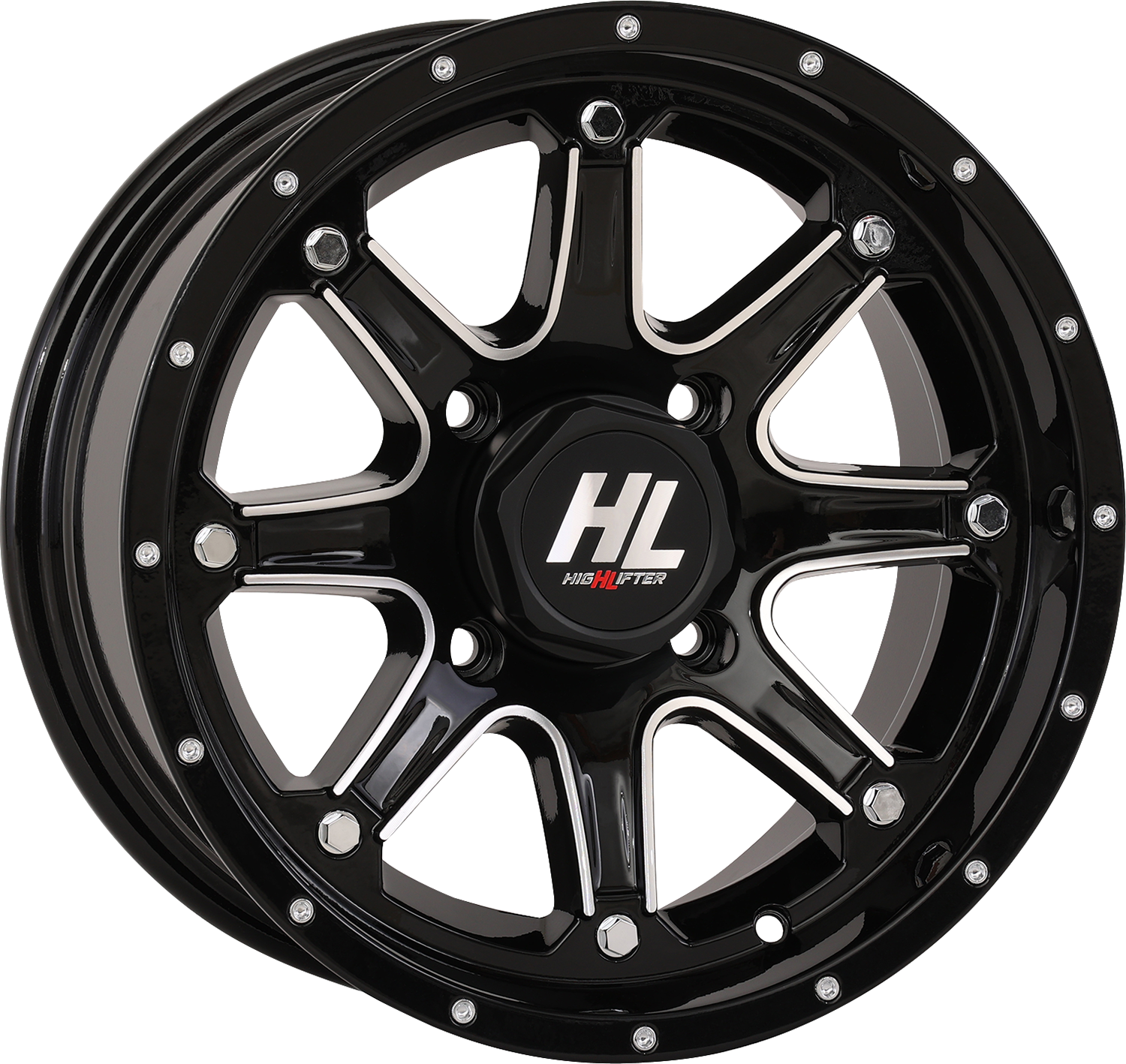 HIGH LIFTER Wheel - HL4 - Front/Rear - Gloss Black w/Machined - 14x7 - 4/137 - 4+3 (+10 mm) 14HL04-1137