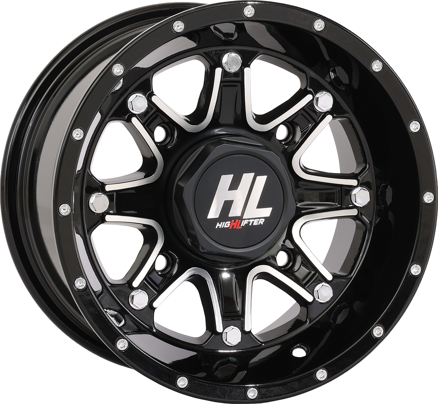 HIGH LIFTER Wheel - HL4 - Front/Rear - Gloss Black w/Machined - 12x7 - 4/137 - 4+3 (+10 mm) 12HL04-1137