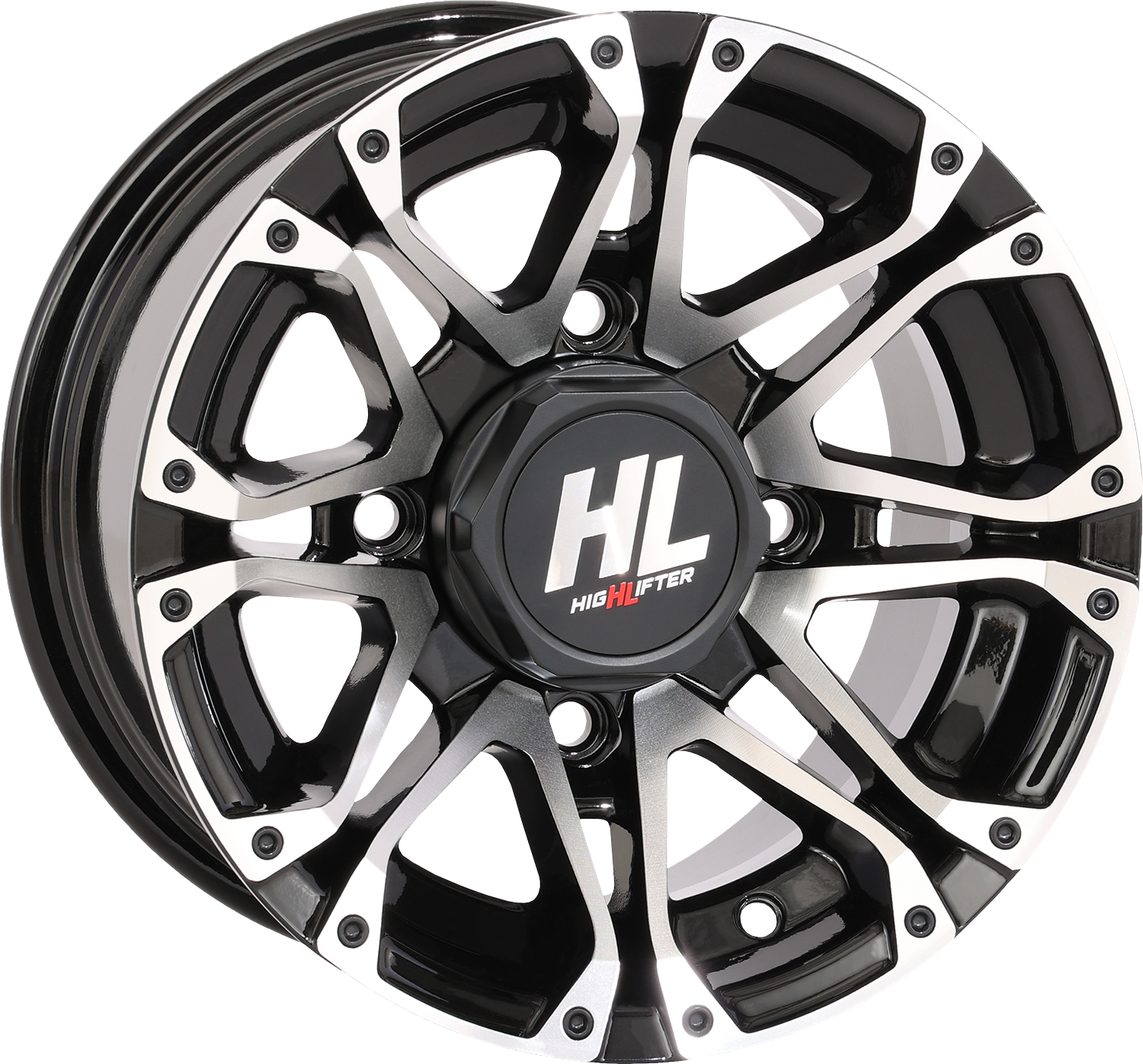 HIGH LIFTER Wheel - HL3 - Front/Rear - Gloss Black w/Machined - 12x7 - 4/156 - 4+3 (+5 mm) 12HL03-1156