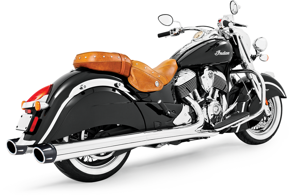 Combat Slip Ons 4.5" Chrome W/Black Tip Indian