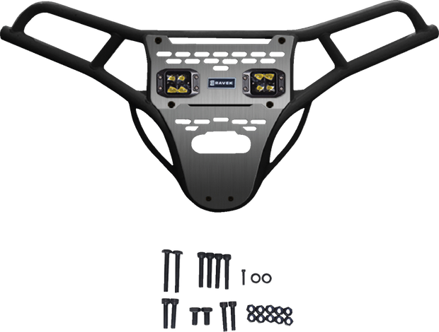 RAVEK Front Bumper/Skid Plate with Amber Lights - Black - RZR XP 1000 64-317BKLA