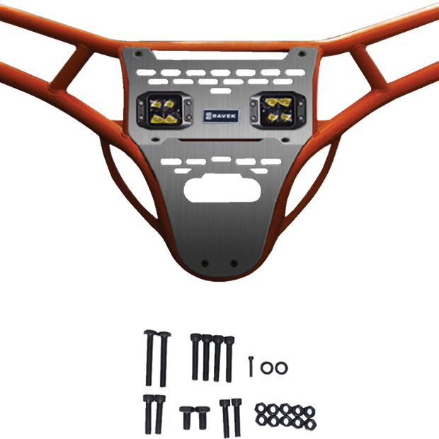 RAVEK Front Bumper/Skid Plate with Amber Lights - Orange - RZR XP 1000 64-317ORLA