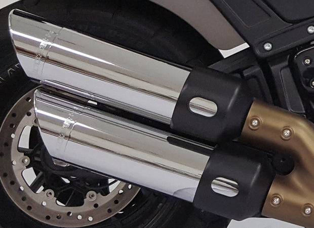 `18 Up Fatbob Slip Ons Chrome W/Chrome Tips
