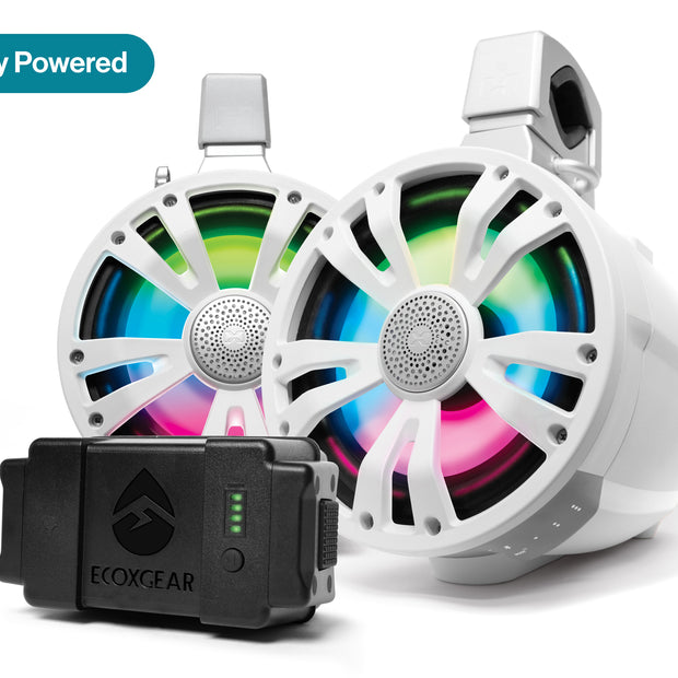 Extrmtower 2 Pk 8  Spkr 1 Amp Spkr + Btry  1 Non Amp Wht