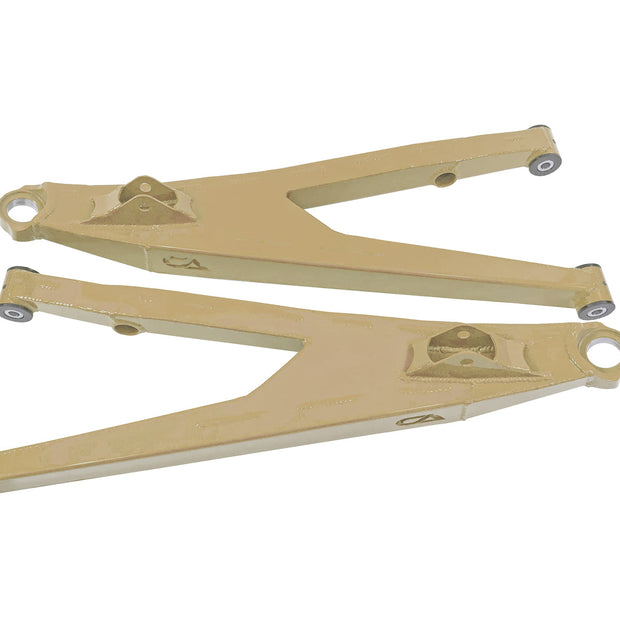 Can-Am Maverick X3 Upper Boxed Control Arms are laser cut from 4130 chromoly then CNC broke for quality and accuracy. Comes complete with 25% larger bushings installed to decrease wear and increase bushing life. Made with TIVAR® a high quality UHMW-PE material and is resistant to most all chemicals and conditions.