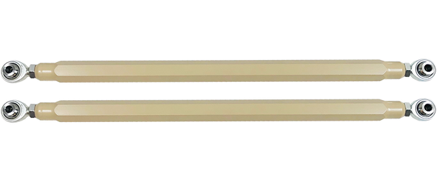 We utilize ONLY industry leading FK Brand Spherical bearings equipped with a cloth PTFE liner for durability on the high clearance lower rods and use FK brand JMX heims on the upper rods. There is no better joint to use on the planet.  The Heims are spaced for your machine’s width so its bolt and go with little to no adjusting!  Our rods are fully covered by a no hassle no BS warranty. If you damage a rod, we guarantee to replace it no questions asked, at all. 