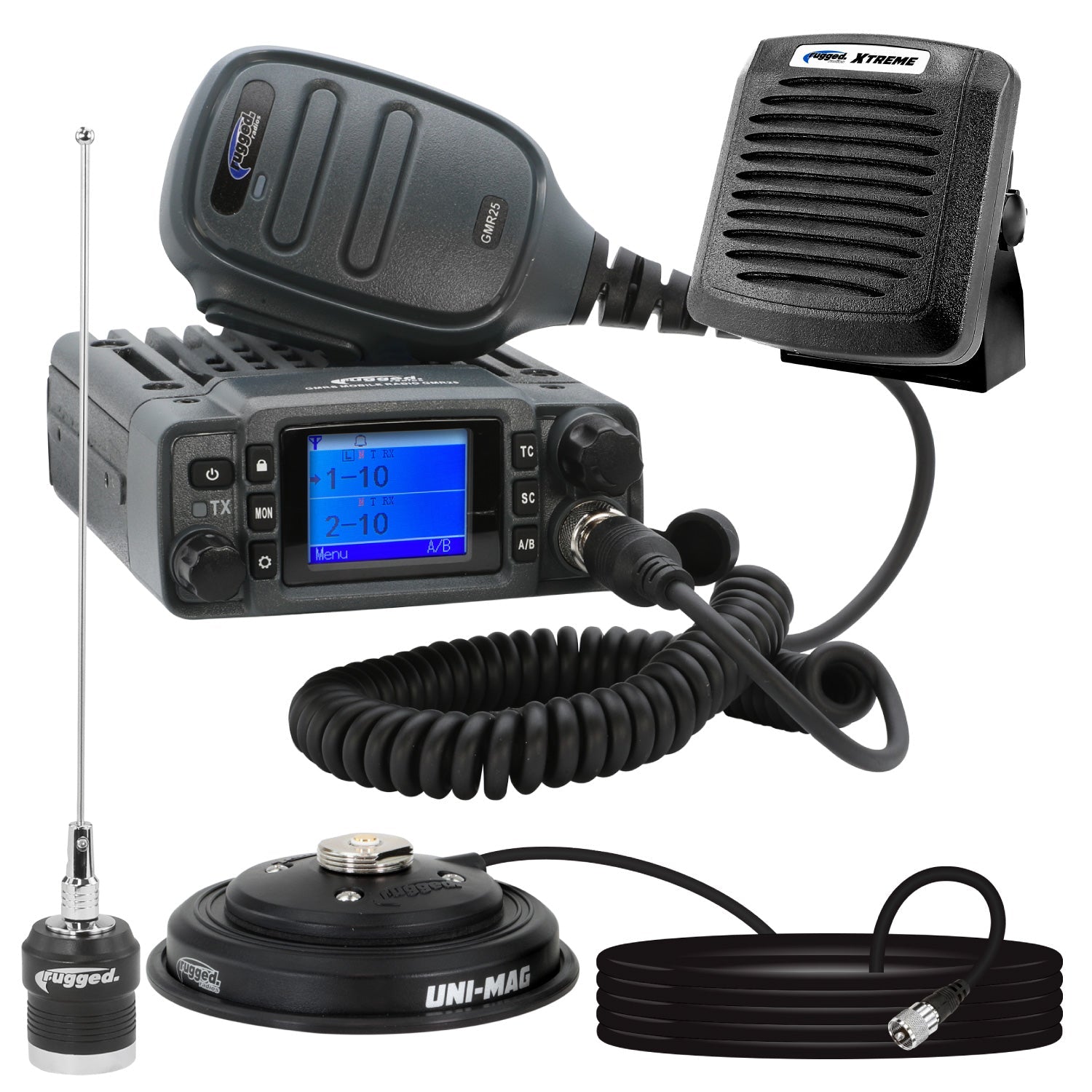 Radio Kit Plus - GMR25 Waterproof GMRS Mobile Radio Kit with External Speaker