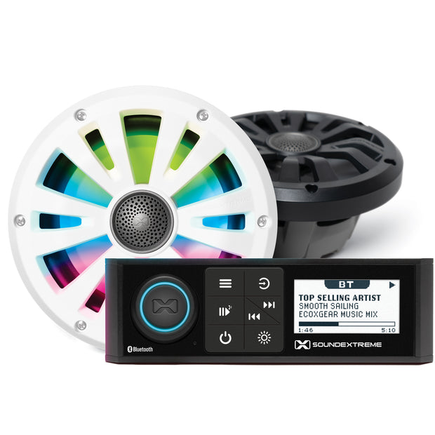 Marine Din Radio Led Controller 2 6.5" Speakers