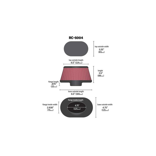 Air Filter Universal 75mm Flange
