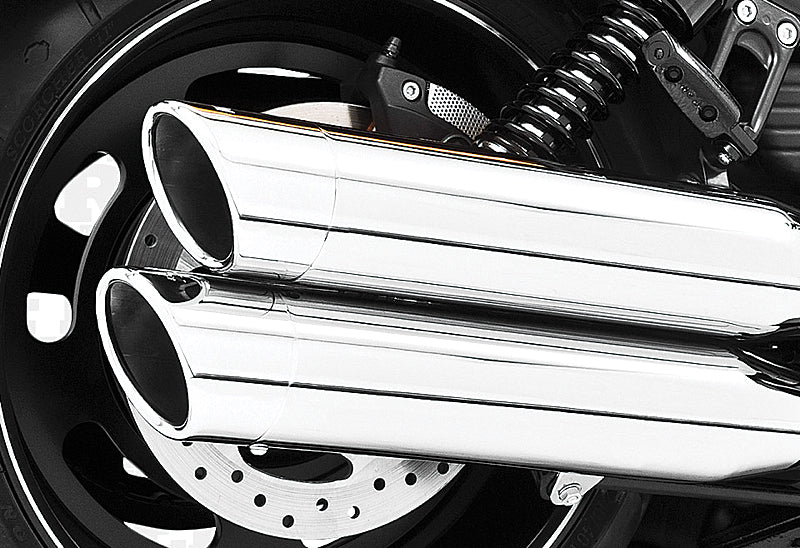 Rolled Edge Slip On Chrome W/Chrome Tip Vrod