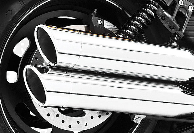 Rolled Edge Slip On Chrome W/Chrome Tip Vrod