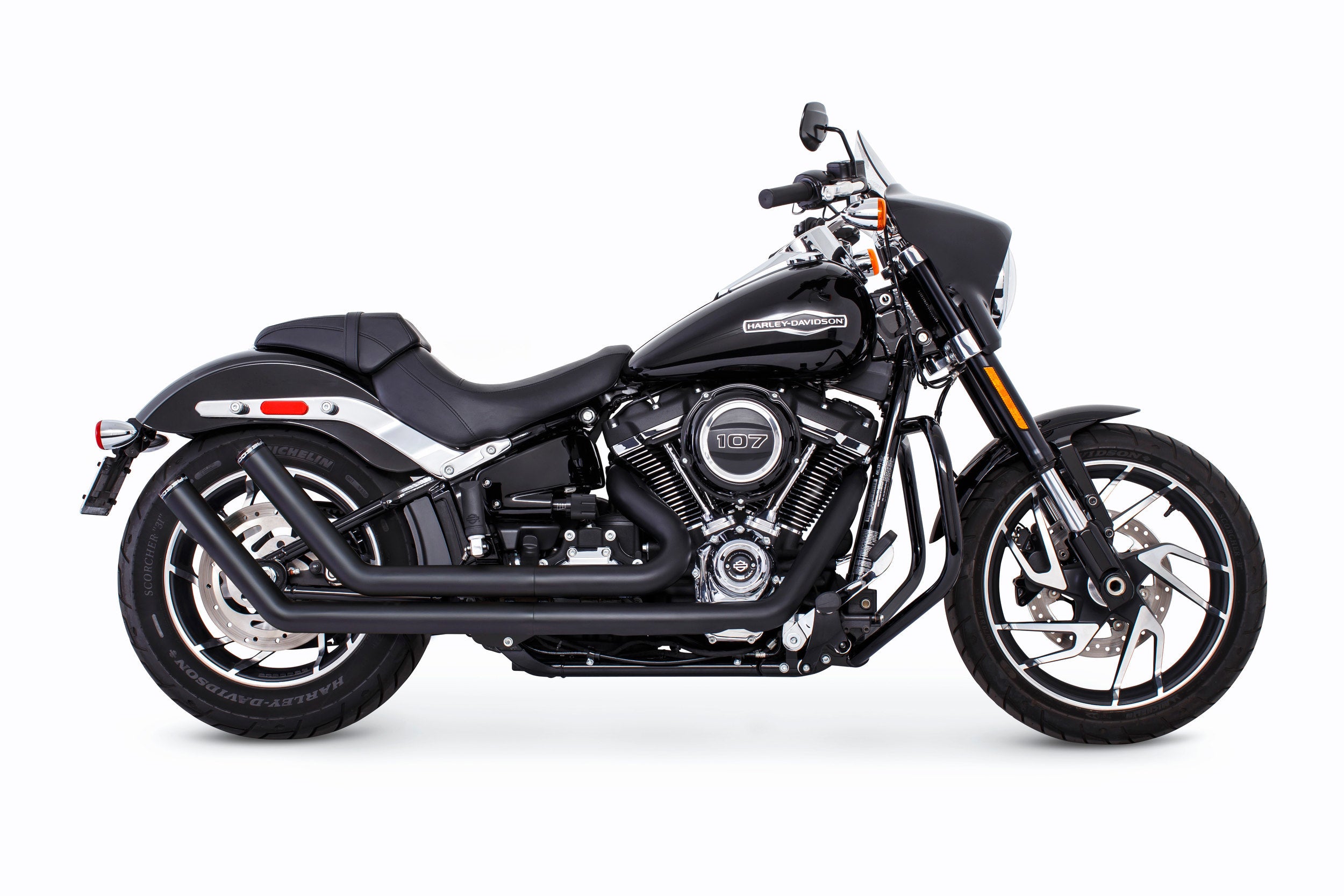 Upsweep W/Star End Cap Black M8 Softail