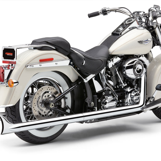 Bad Hombre True Dual Fishtails Chrome Softail 12 17