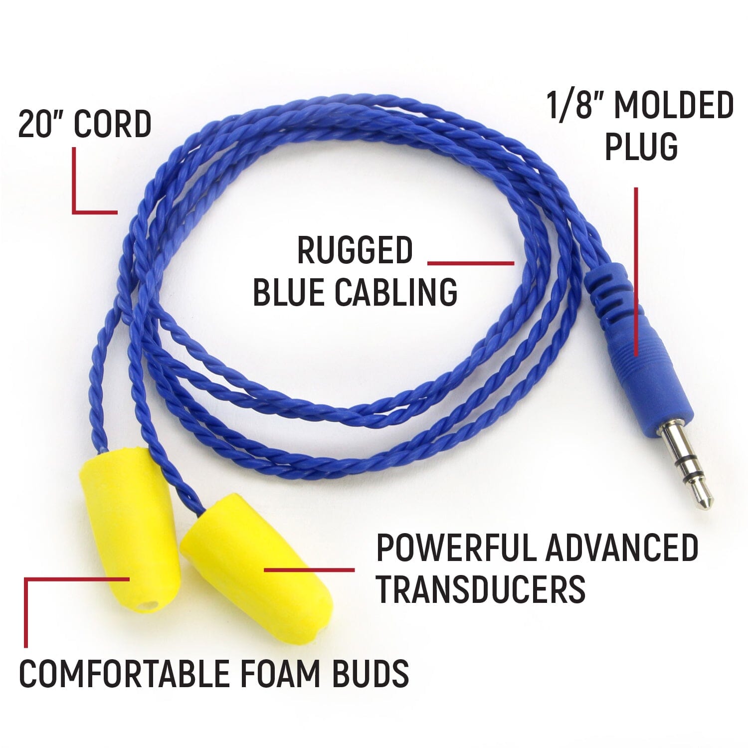 AlphaBud Foam Earbud Speakers - Mono and Stereo Mono