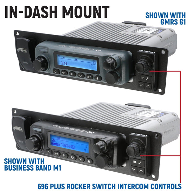 Yamaha Wolverine RMAX Complete Communication Kit with Rocker Switch Bluetooth Intercom and 2-Way Radio STX Stereo Remote Head / M1 VHF Business Band